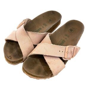 Birkenstock Womens Siena Cross Strap‎ Veegan Slide Sandals Light Pink Size 39
